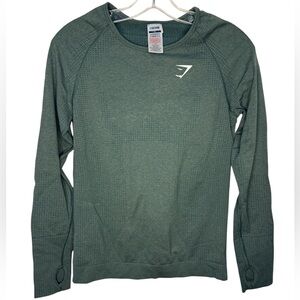 Gymshark Women’s Vital Seamless Green Long Sleeve Crewneck Shirt - XL
